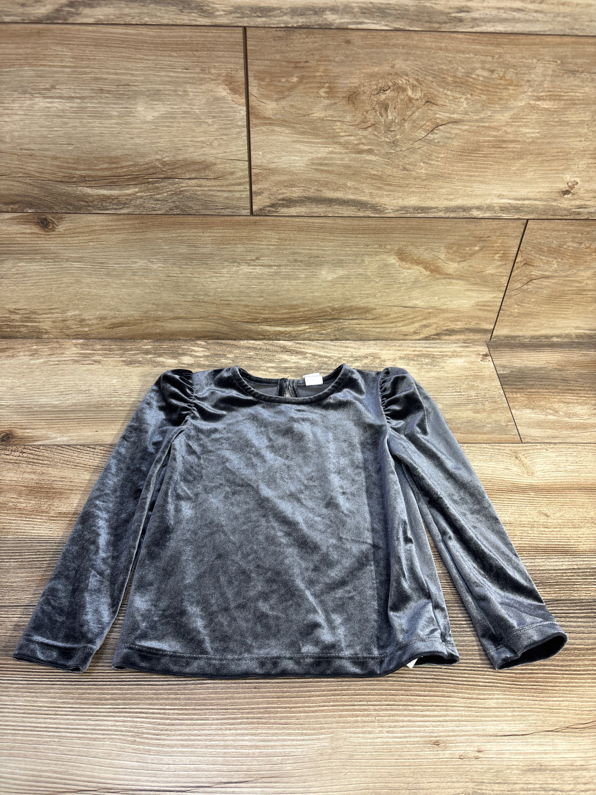 Baby Gap Velvet Long Puff Sleeve Shirt Grey sz 3T