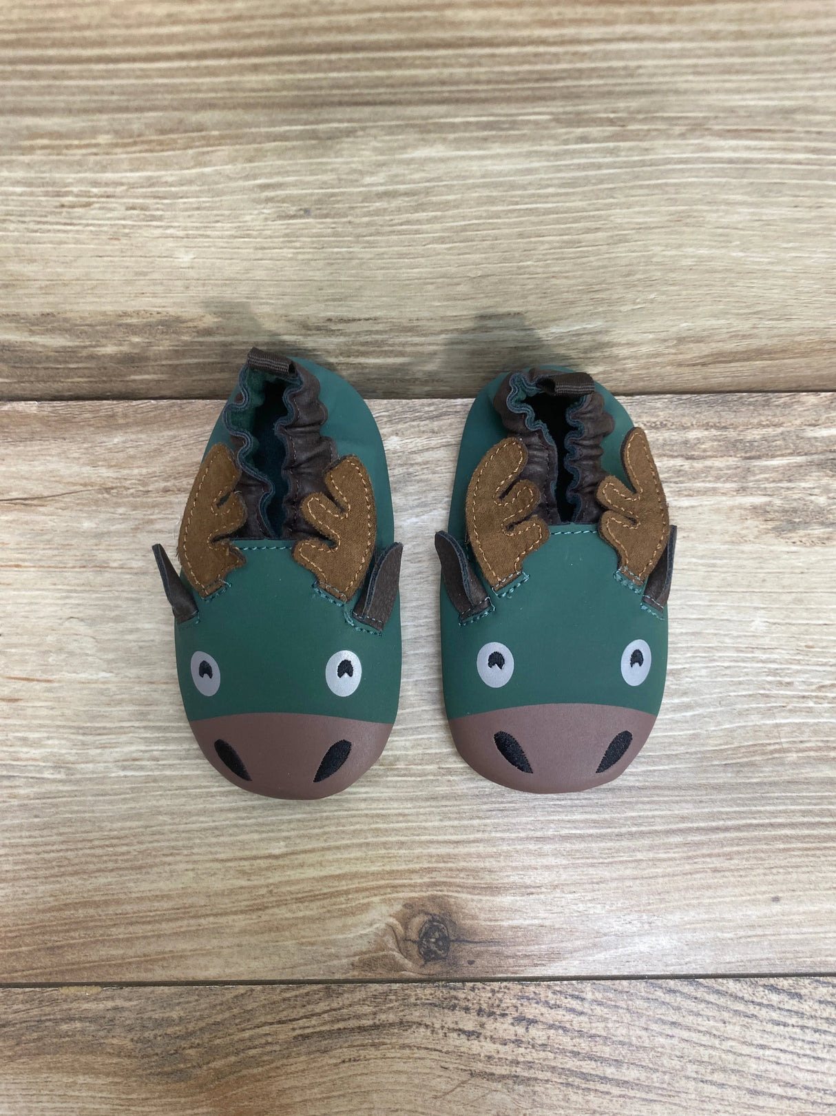 Wonder Nation Baby Boys Forest Animal Moose Slippers Green Sz 4c