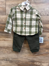 NEW Little Lad 2pc Flannel & Pants Set Green sz 12m