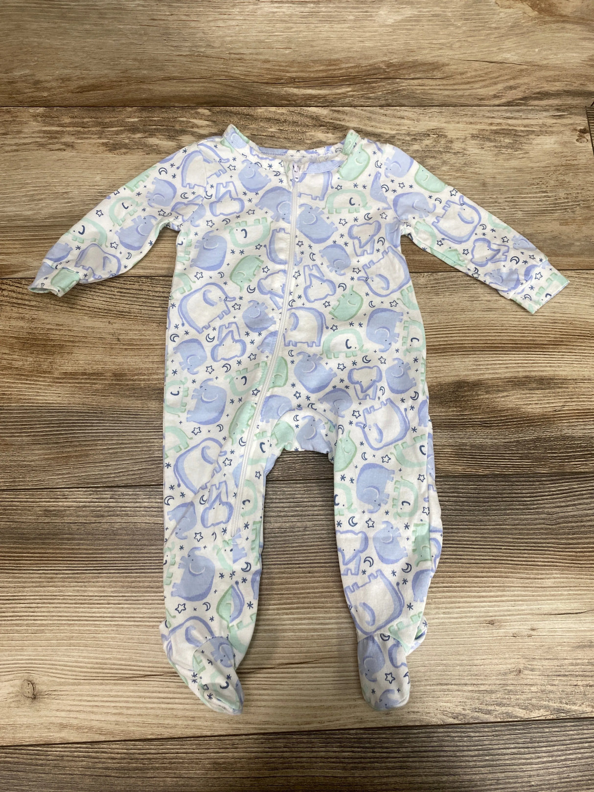 Laughing Llama Elephant Print Sleeper White sz 3m