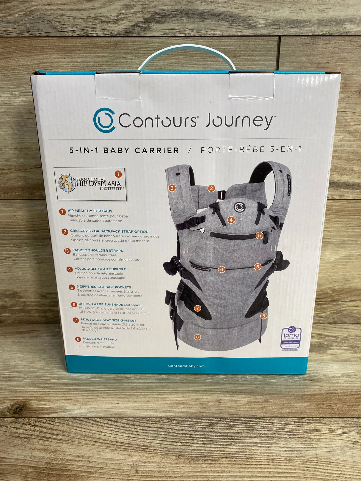 Contours Journey 5-Position Baby Carrier in Graphite 8-45lbs