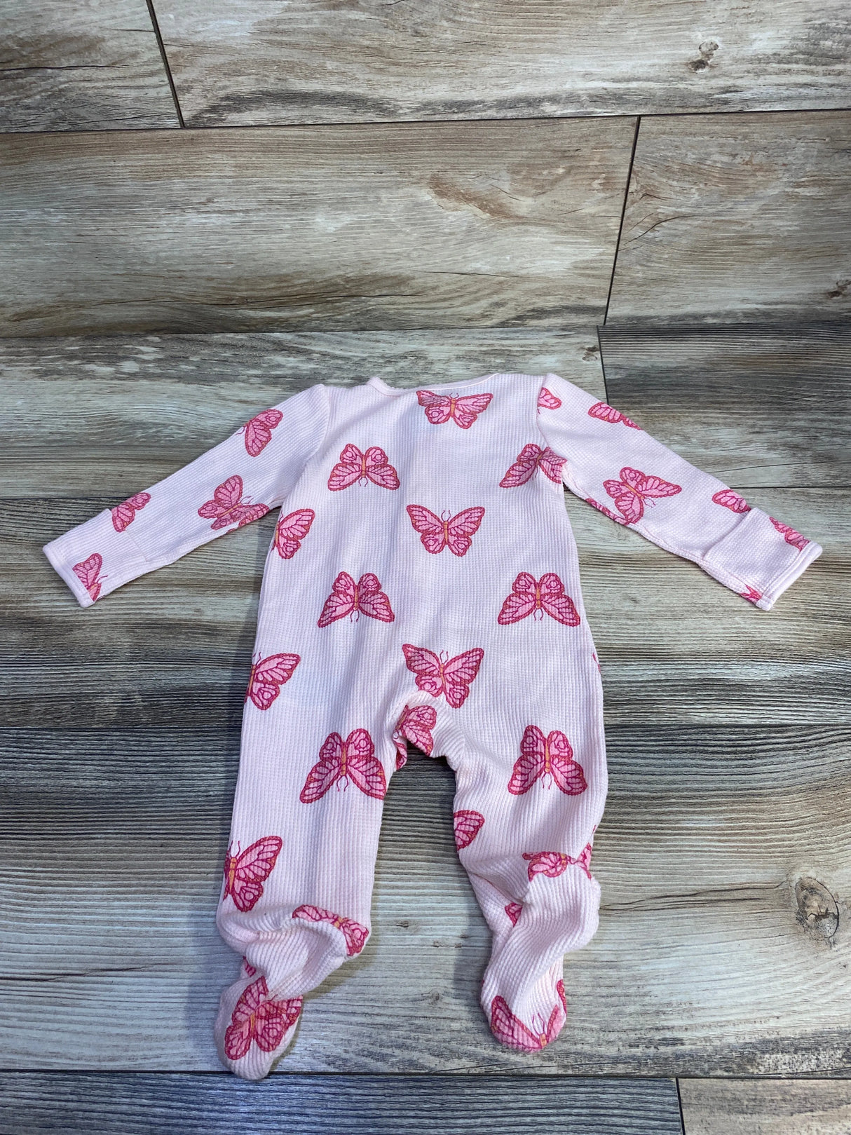 Carter's Waffle Knit Butterfly Print Sleeper Pink sz 3m