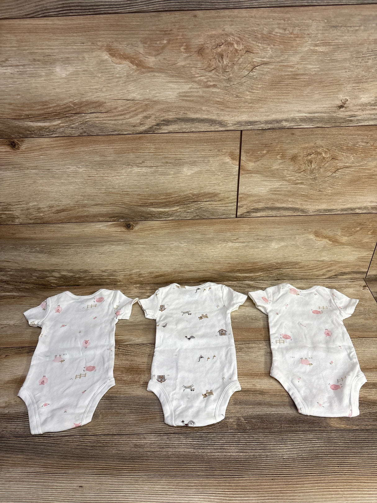 Carter's 3pk Farm Animals Bodysuit Set White sz Newborn