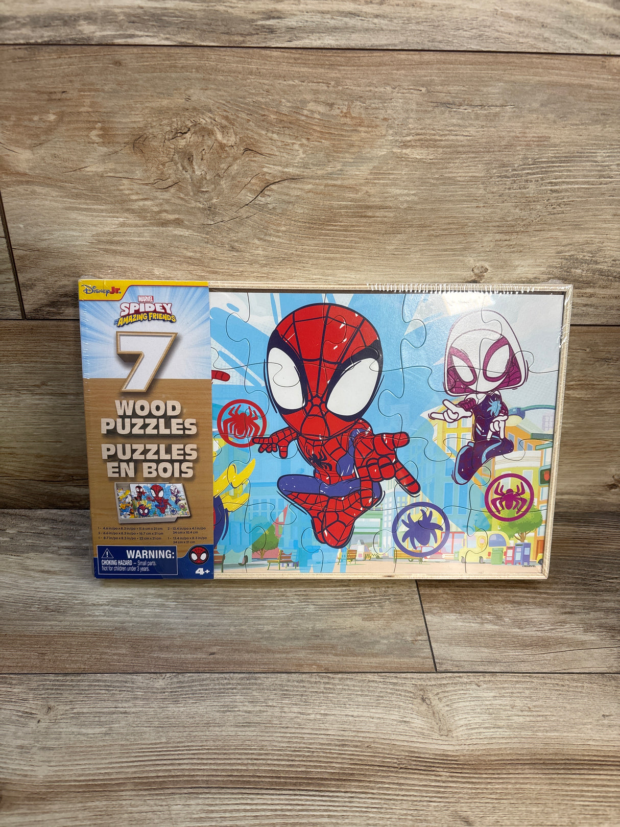 NEW Disney Jr. Marvel Spidey and his Amazing Friends 7pk Wooden Puzzles