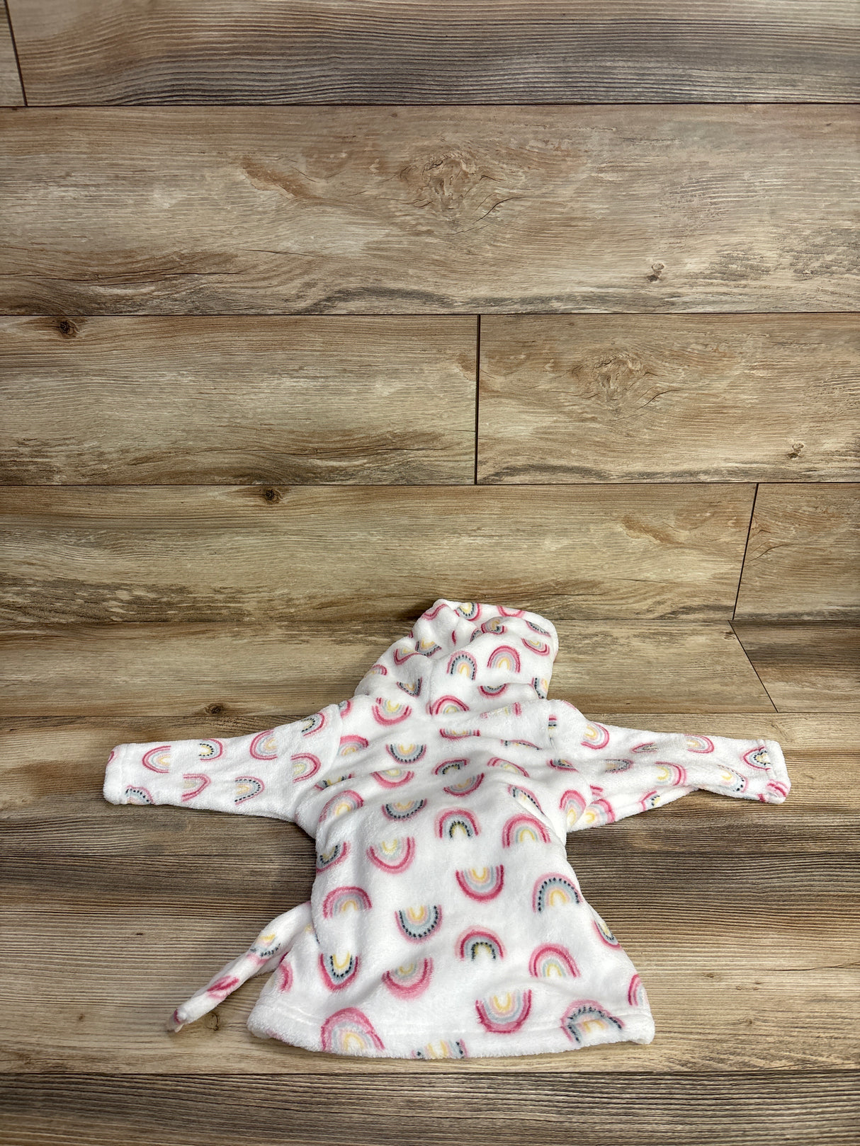 Hudson Baby Rainbow Print Plush Robe White sz 0-9m