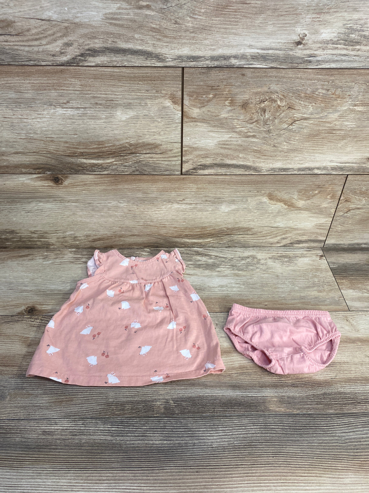 Just One You 2pc Bunny Print Dress & Bloomers Pink sz 3m