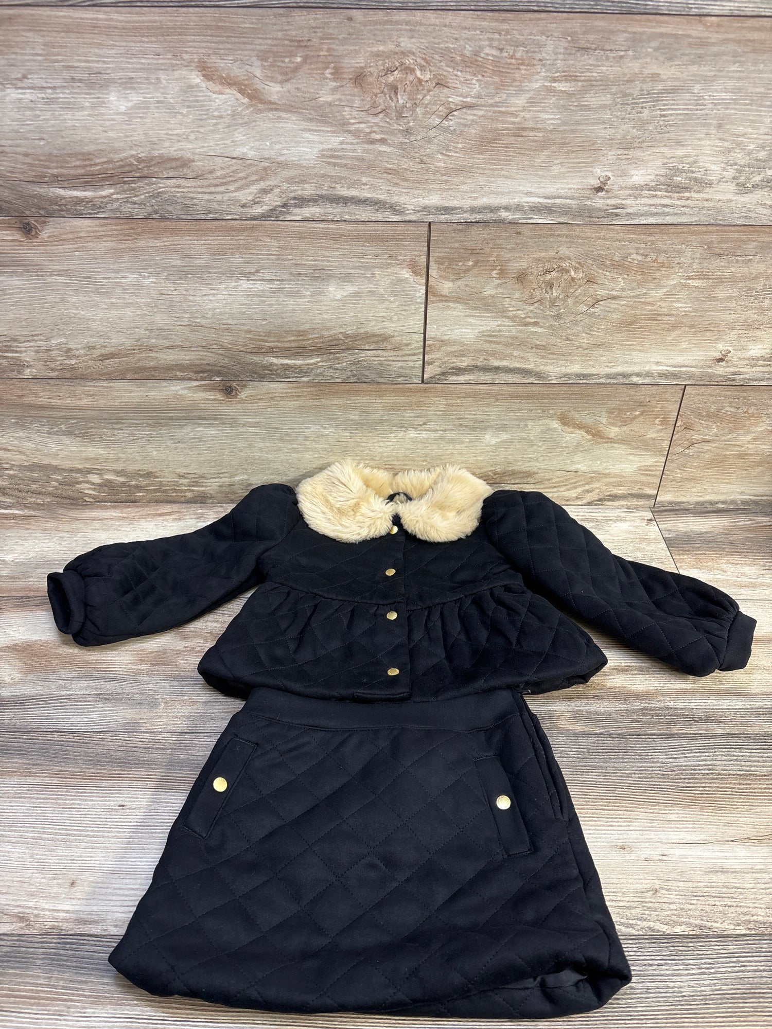 Janie & Jack 2pc The Sueded Peplum Jacket & Skirt Set Black sz 3-4T