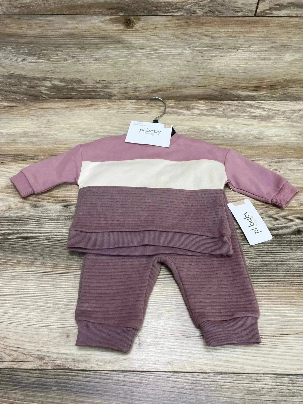 NEW PL Baby 2pc Color Block Sweatshirt & Pants Purple sz 3m - Me n Mommy To Be