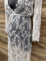 Maternity Lace Photoshoot Dress White One Size
