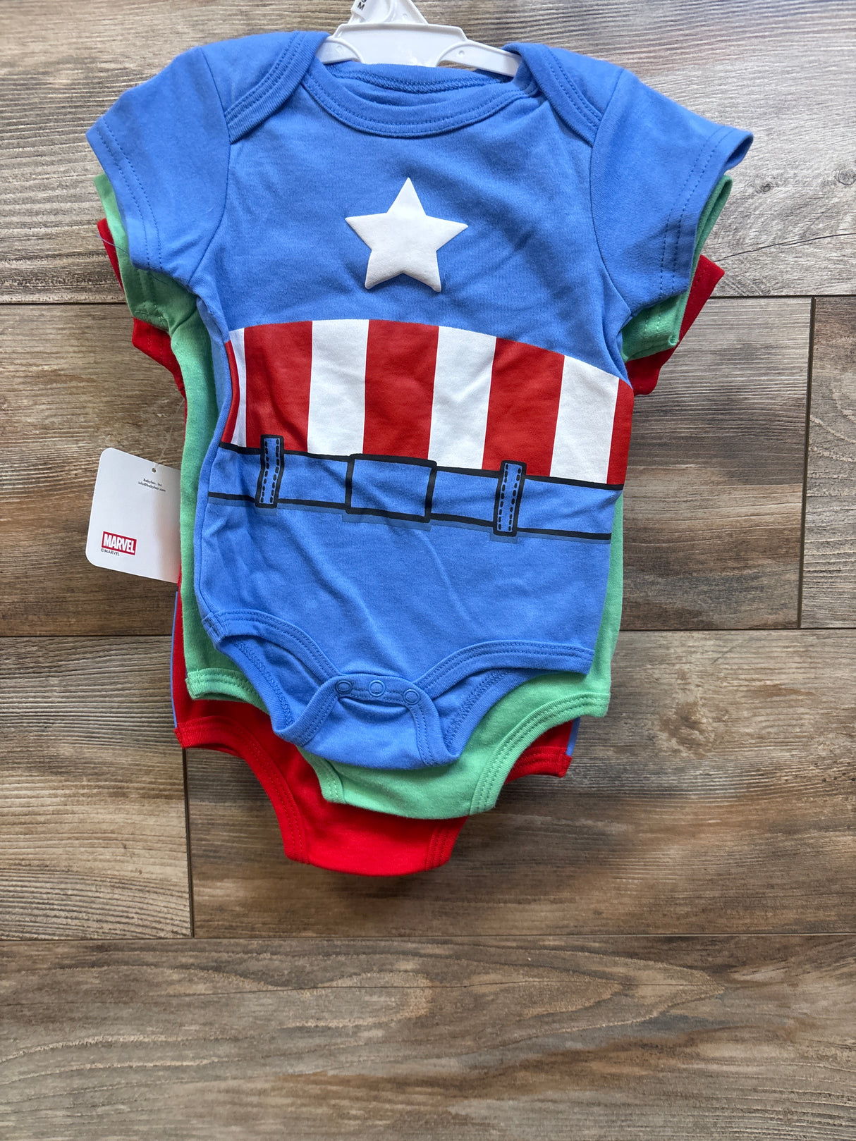 NEW Marvel 3pk Superhero Bodysuits Blue sz 6/9m