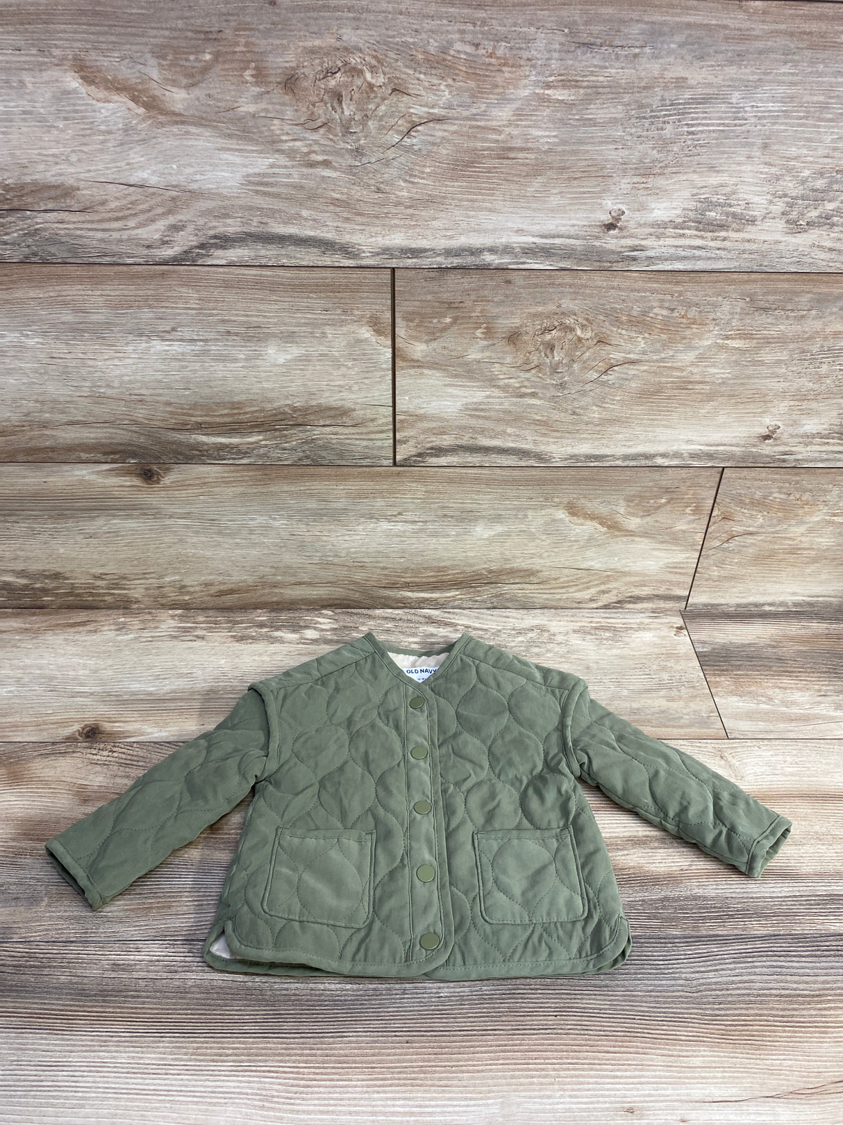 Old Navy Quilted Snap-Front Jacket Green sz 12-18m