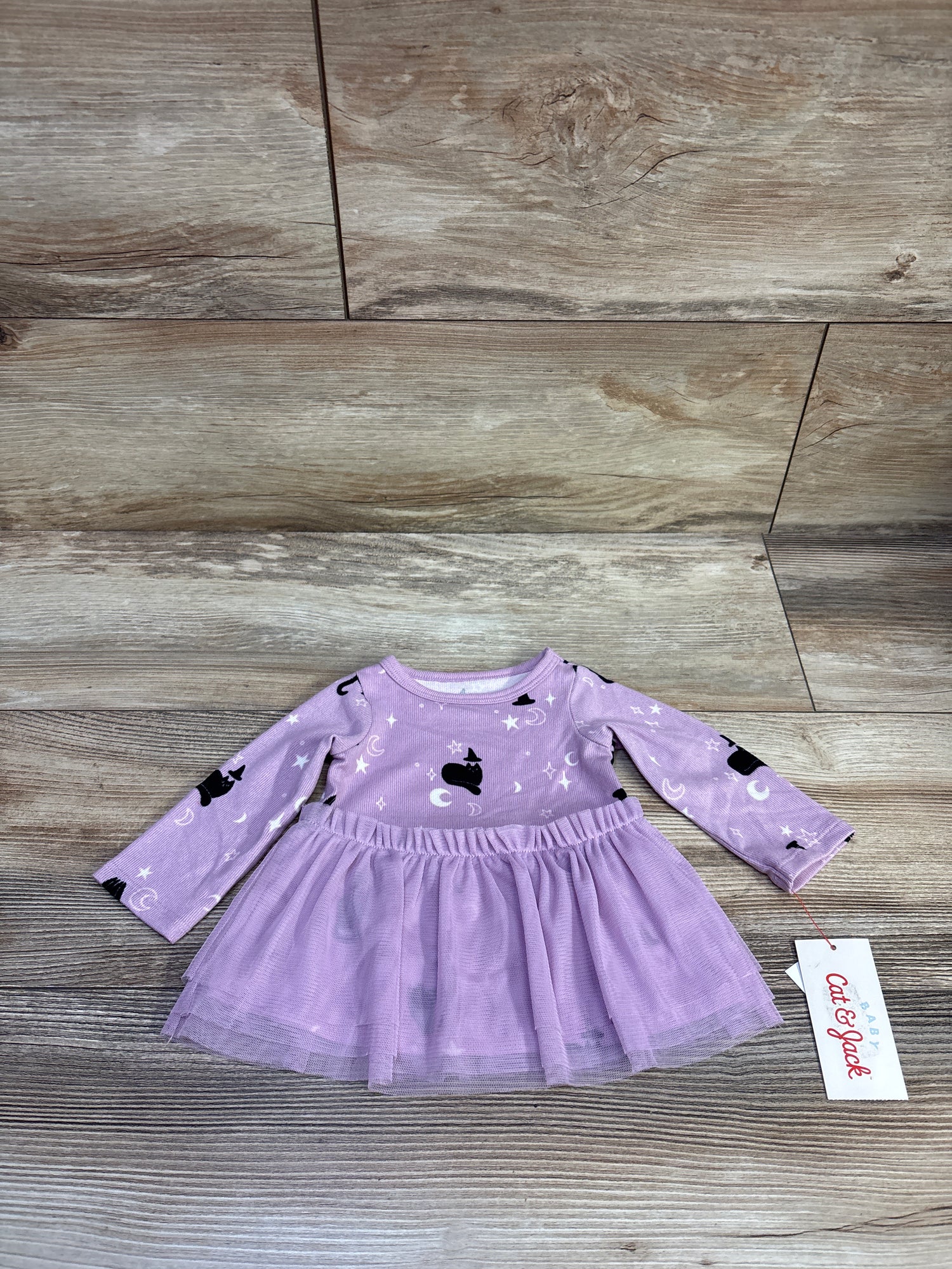 NEW Cat & Jack Halloween Cat Witch Long Sleeve Tulle Dress Purple sz Newborn
