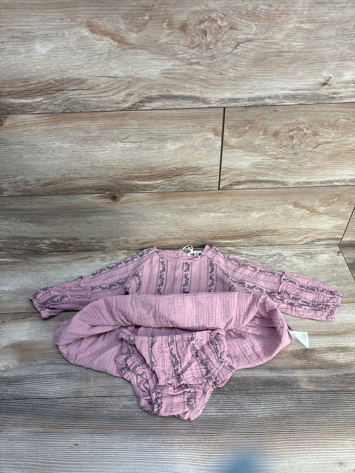 NEW Jessica Simpson 2pc Floral Bow Gauze Dress & Bloomers Set Pink sz 18m