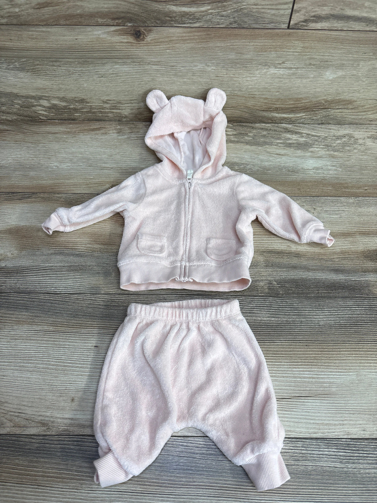 Carter's 2pc Terry Cloth Full Zip Hoodie & Pants Pink sz Newborn
