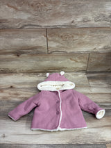 Baby Gap Sherpa Lined Hooded Knit Garter Cardigan Pink sz 6-12m