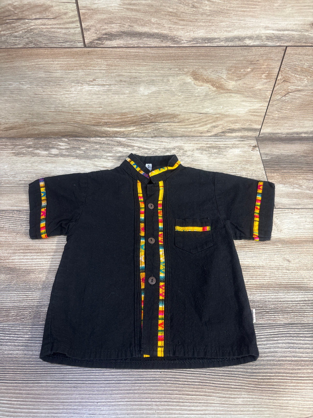 Mexican Guayabera Button-Up Shirt Black sz 2T