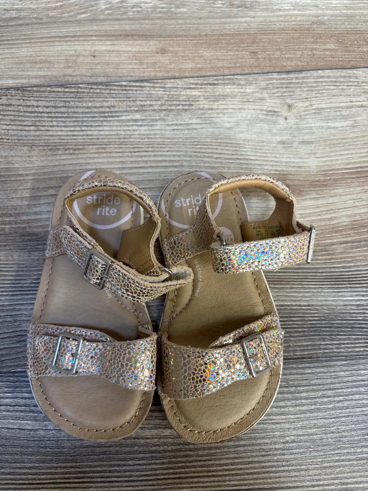 Stride Rite SRTech Kingsley Sandals Iridescent Tan sz 6c