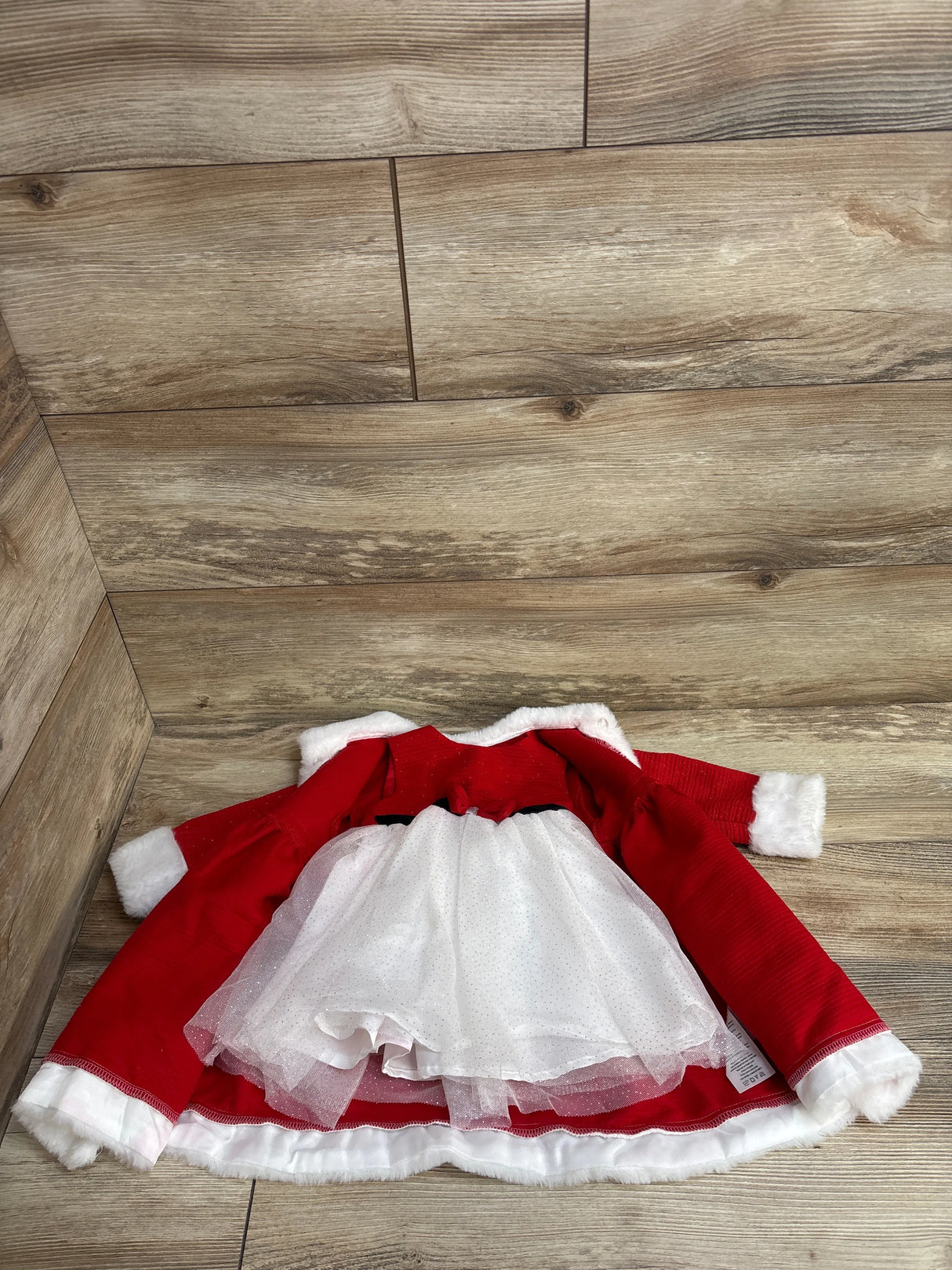 Blueberi Boulevard 2pc Santa Metallic Dress Coat & Tulle Dress Red sz 12m