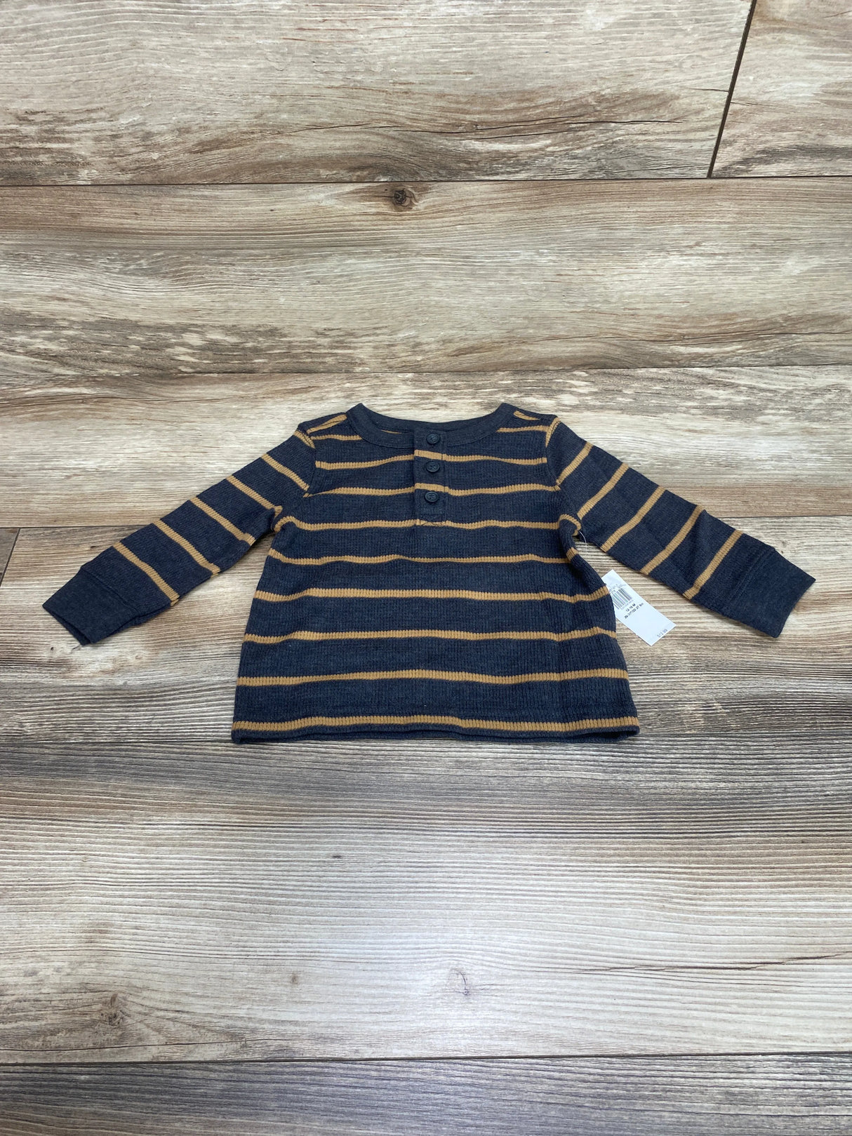 NEW Old Navy Henley Grey Striped Shirt sz 12-18m