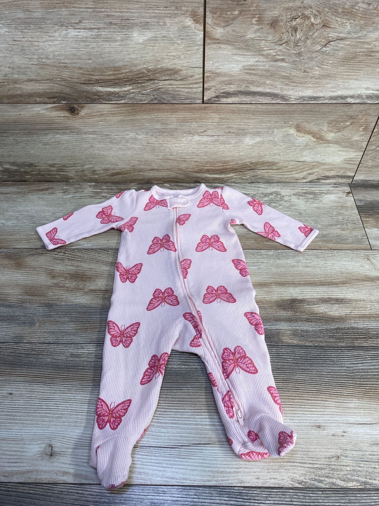 Carter's Waffle Knit Butterfly Print Sleeper Pink sz 6m