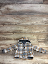 Oshkosh Plaid Hooded Button Up Jacket Grey sz 24m