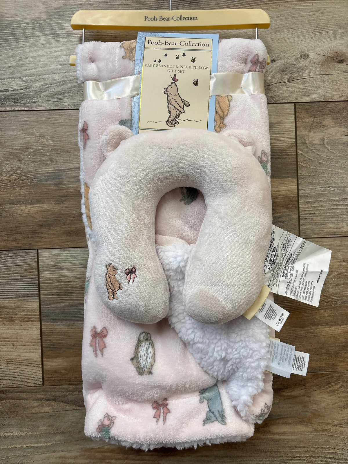 NEW Pooh Bear Collection Blanket & Travel Pillow Set Pink