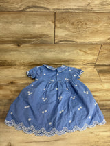 Cat & Jack Floral Embroidered Chambray Dress Blue sz 2T