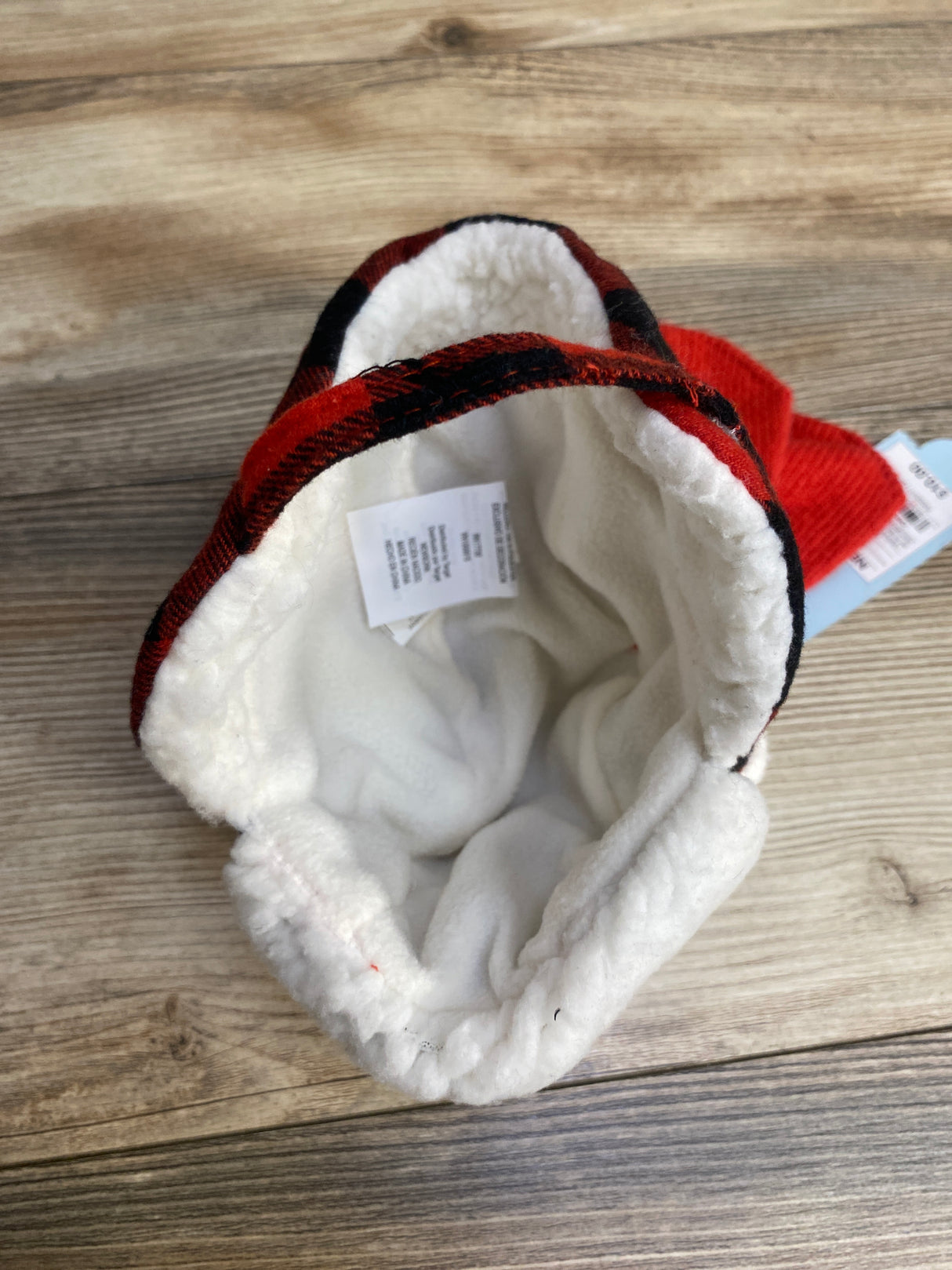 NEW Cat & Jack Buffalo Check Faux Fur Hat & Mitten Set sz NB