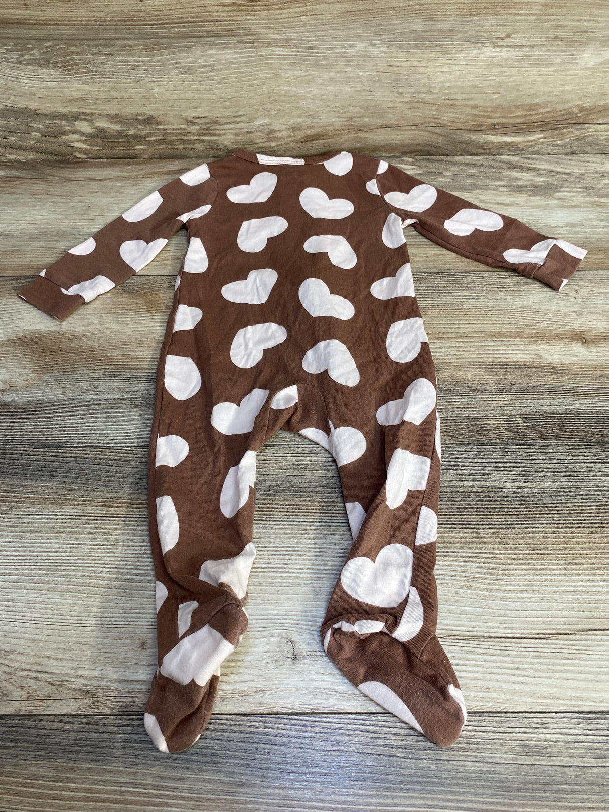 Laughing Llama Heart Print Sleeper Brown sz 6m