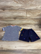Florence Eiseman 2pc Striped Shirt & Shots Navy sz 3T **