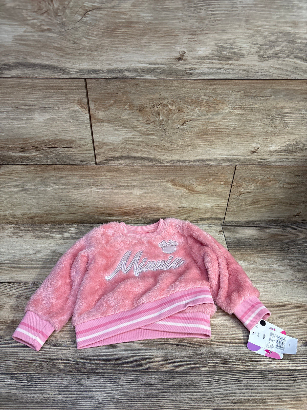 NEW Disney Junior Minnie Mouse Faux Fur Sweatshirt Pink sz 12m