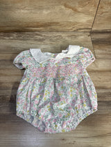 Floral Smocked Collared Bubble Romper White sz 3-6m