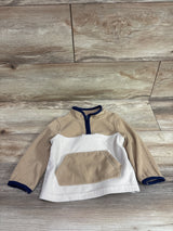 Oshkosh Color Block Microfleece 1/4-Zip Pullover Sweatshirt Tan sz 18m
