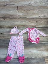 Koala Baby 3pc Kimono Shirt Set Pink sz 0-3m