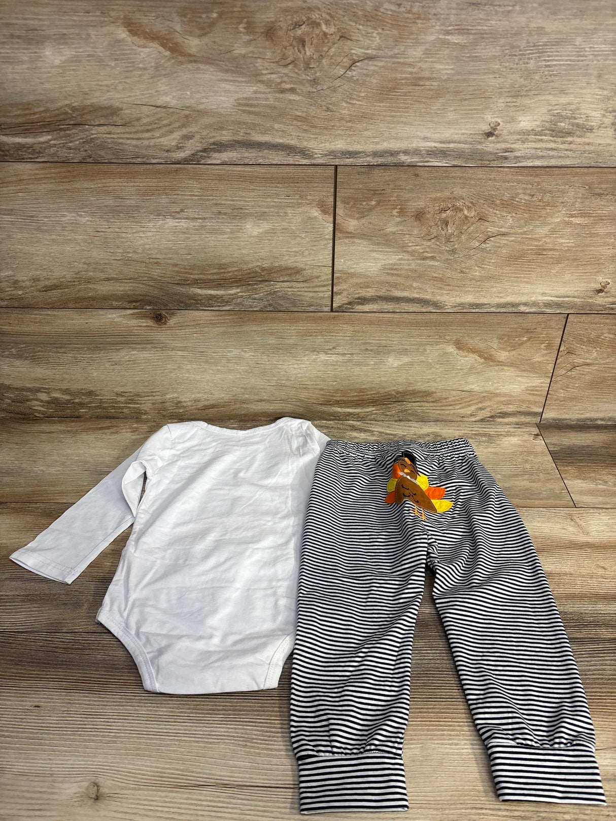 2pc My First Turkey Day Bodysuit Set White sz 12-18m