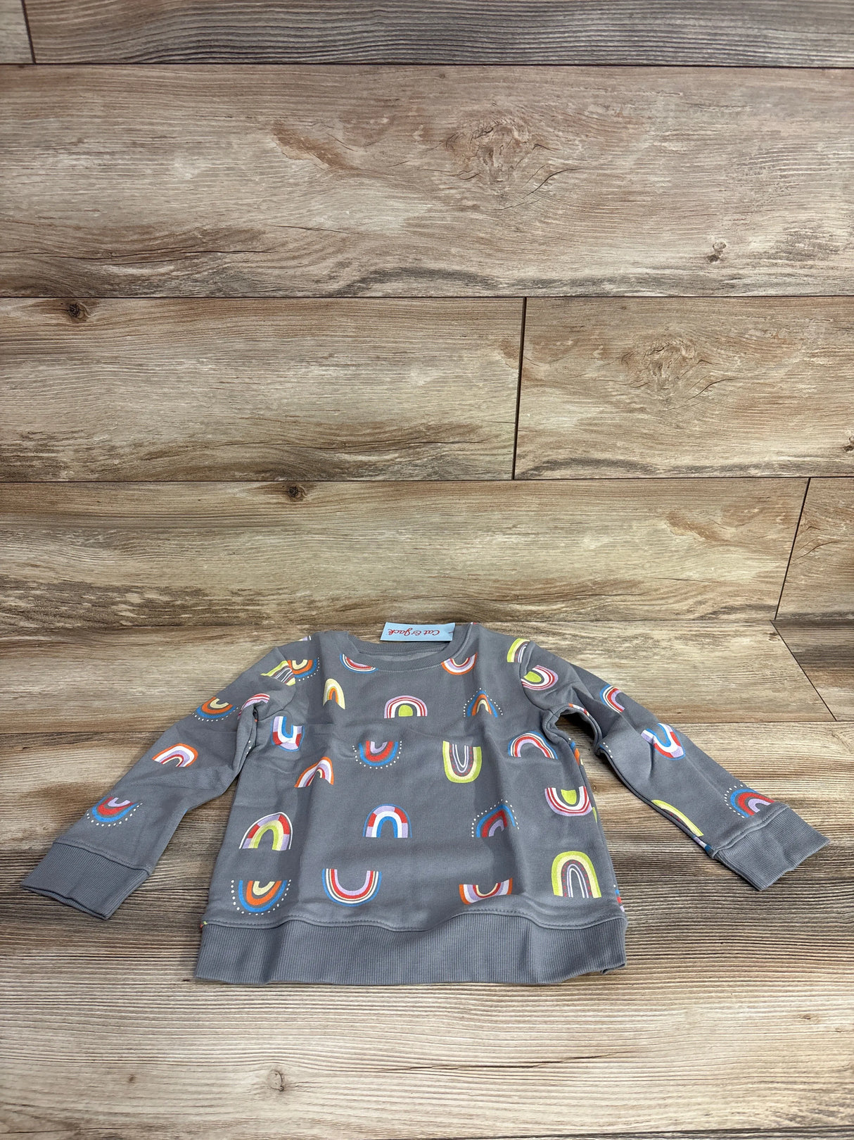 NEW Cat & Jack Rainbow Sweatshirt Grey sz 4T