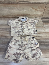 Volcom 2pc Linen Blend Button Up Shirt & Shorts Set Beige sz 12m