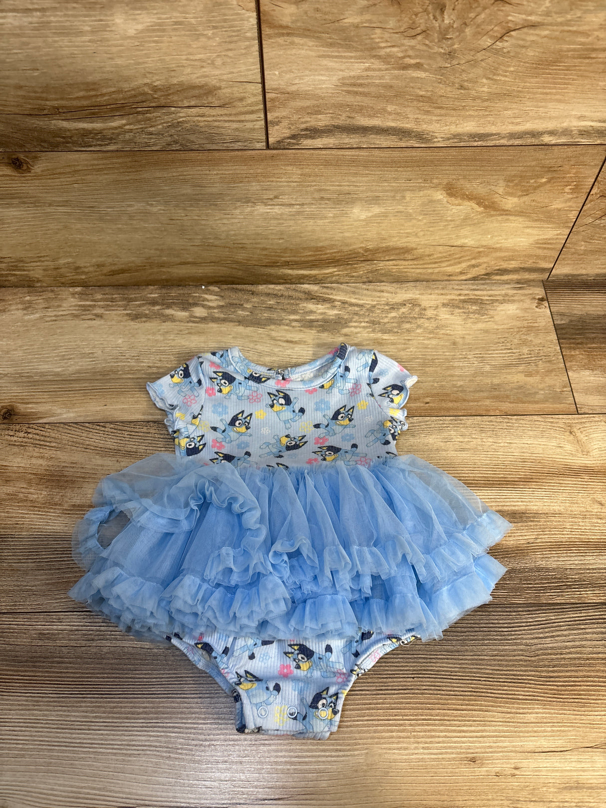 Bluey Ribbed Tulle Bodysuit Dress Blue sz 12m
