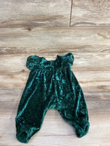 Cat & Jack Velvet Ribbed Puff Sleeve Romper Emerald sz 0-3m