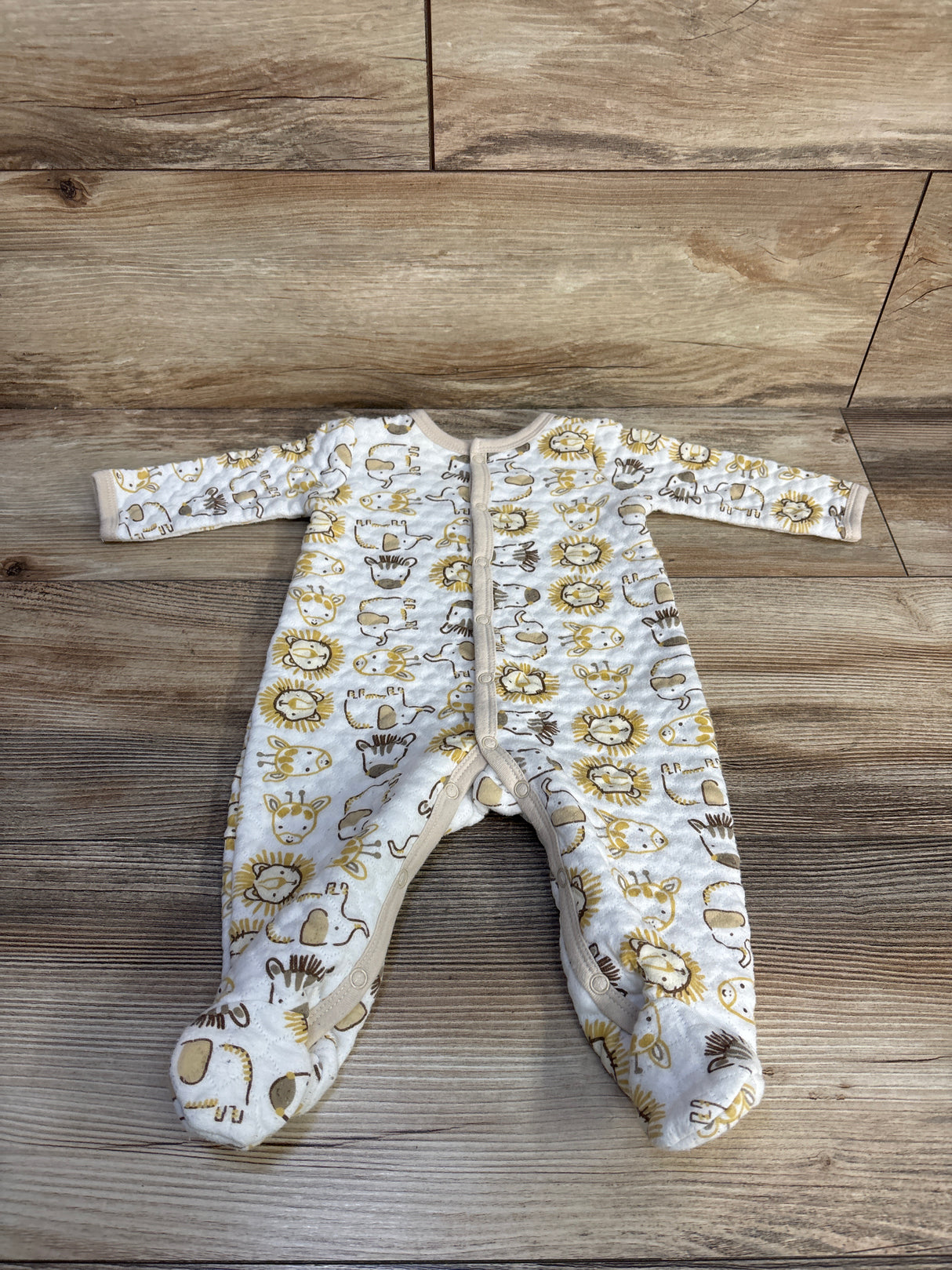 Little Beginnings Animal Print Quilted Sleeper White sz 3-6m