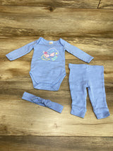 The Peanutshell 3pc Bodysuit + Pants Set Blue sz 0-3m