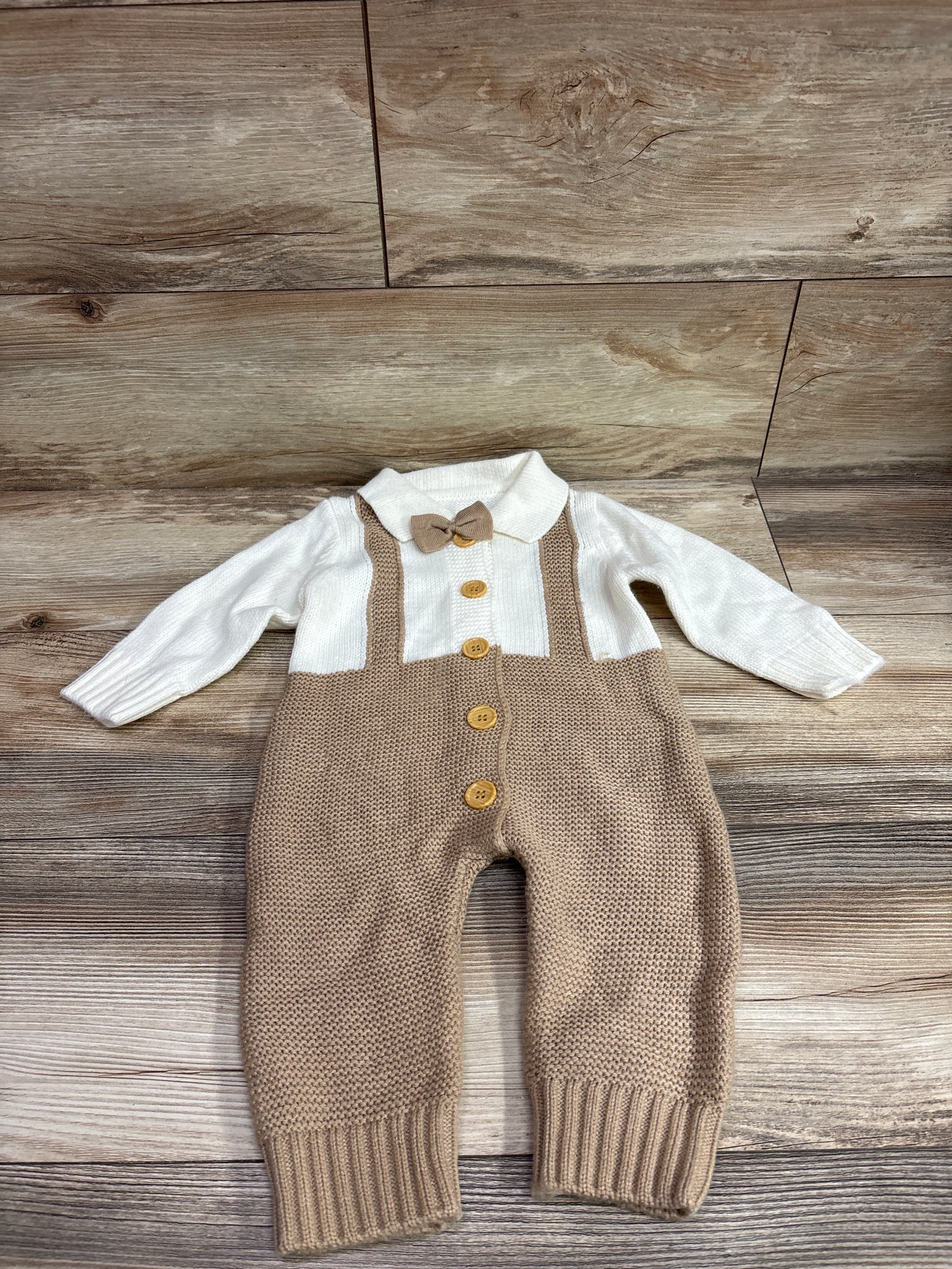 Xingqing Sweater-Knit Gentlemen Coverall White sz 6/9m