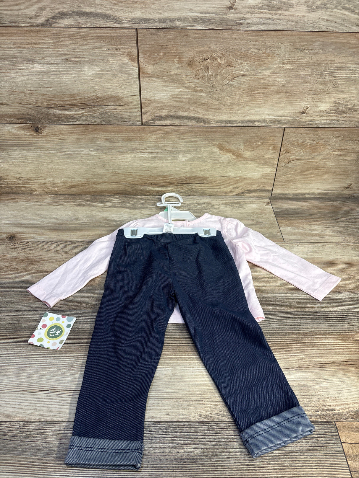 NEW Little Me 2pc Long Sleeve Shirt & Jeggings Set Pink sz 18m