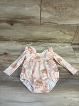 Ollie Jay Long Sleeve Gingerbread House Bubble Romper Cream sz 6-12m