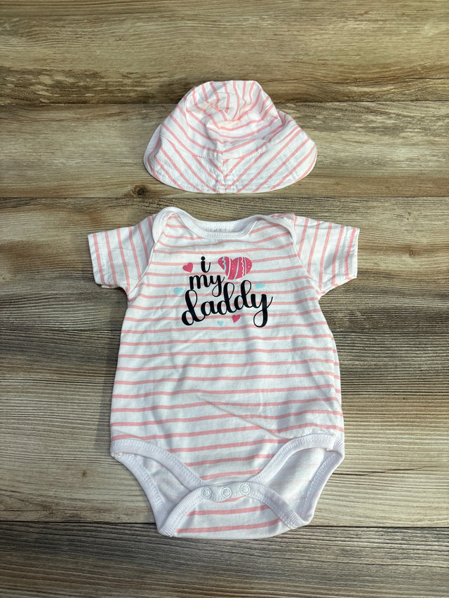 Mini Hop 2pc I Love My Daddy Bodysuit & Hat Pink sz 9m - Me n Mommy To Be