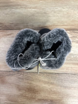 NEW First Steps by Stepping Stone Faux Fur Pom Pom Boots Black sz 5c