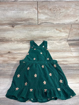 Green corduroy baby dress with gingerbread man print, holiday kids clothing
