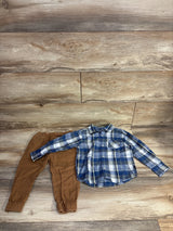 Ben Sherman 2pc Plaid Button Up Shirt & Pants Set Blue sz 24m