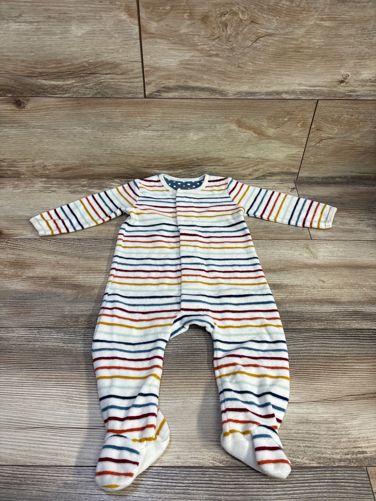 Magnetic Me Striped Velour Footie Sleeper White sz 3-6m