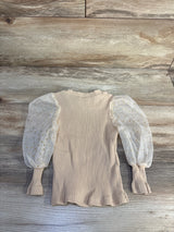 Ribbed Mesh Sleeve Shirt Beige sz 3T